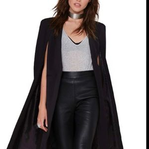HAODUOYI BLACK SATIN OPEN FRONT CAPE DUSTER CLOAK size 12